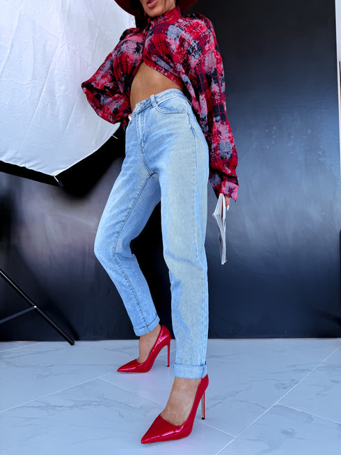 MOM STRETCH pants "NEPTUNE" - LIGHT BLUE AT133-37